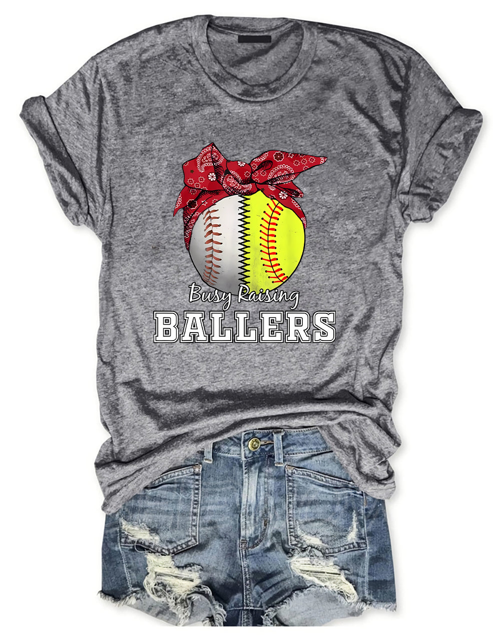 Busy Raising Ballers Softball Mom T-Shirt
