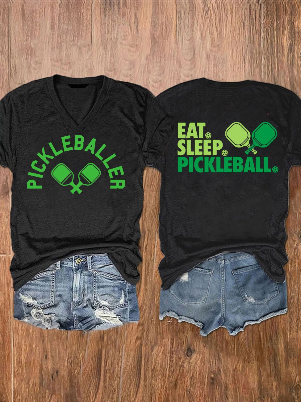 Women's Pickleballer Print V-Neck T-Shirt