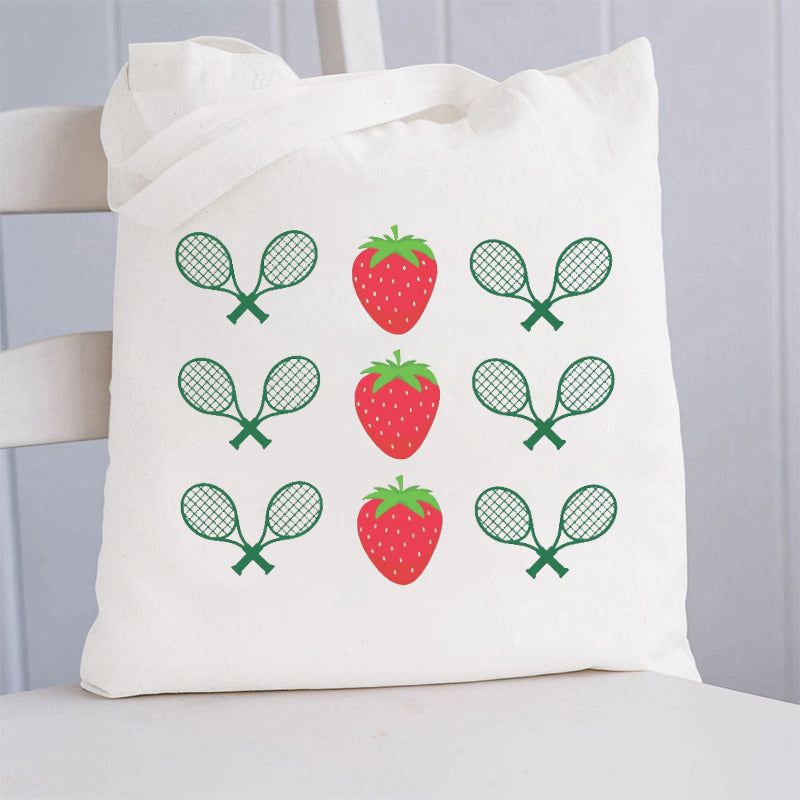 Tennis Tournament Strawberry Aesthetic Tote Bag