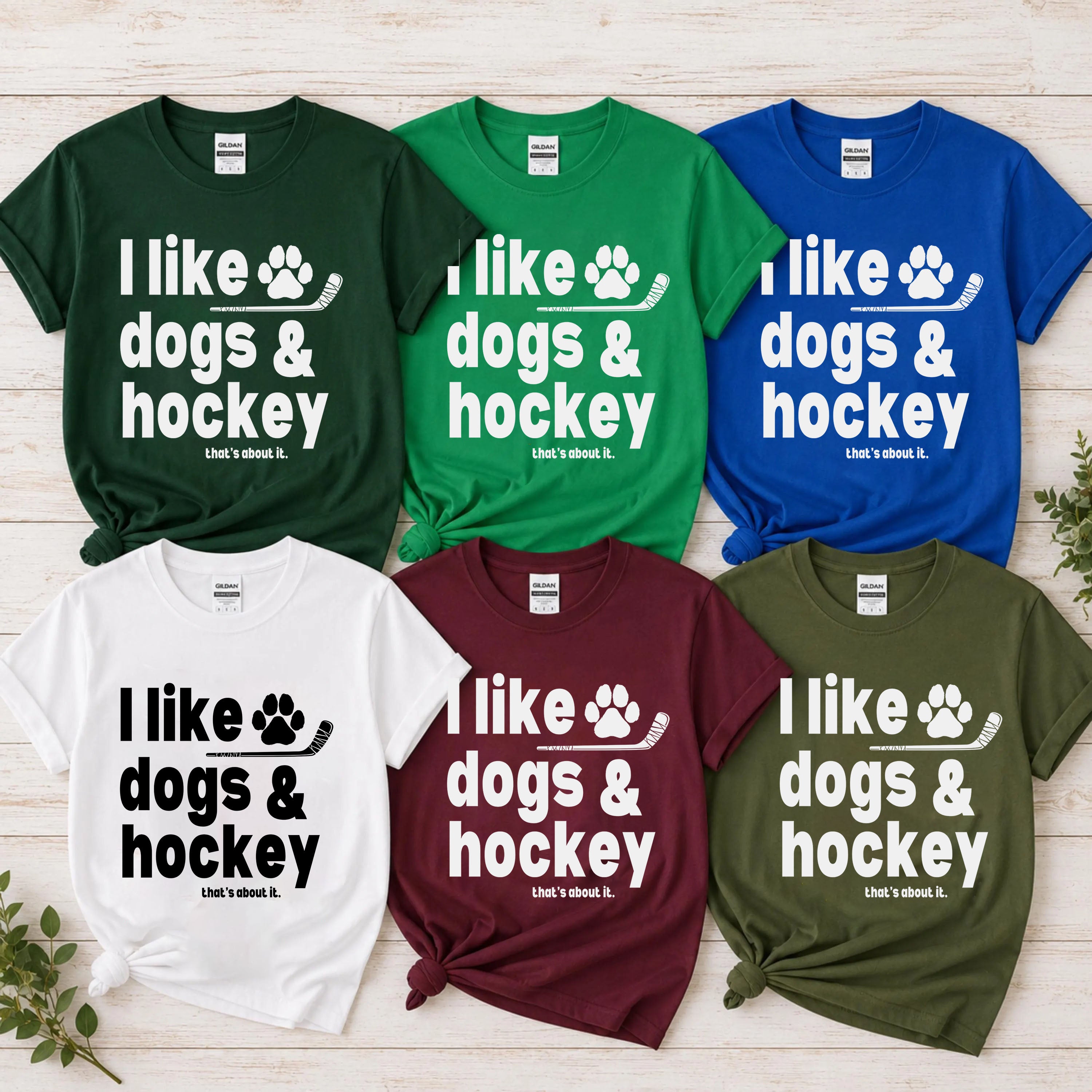 Comfort Colors I Like Dogs And Hockey T-shirt (6-Pack Bundle, Only $10.5 Each)