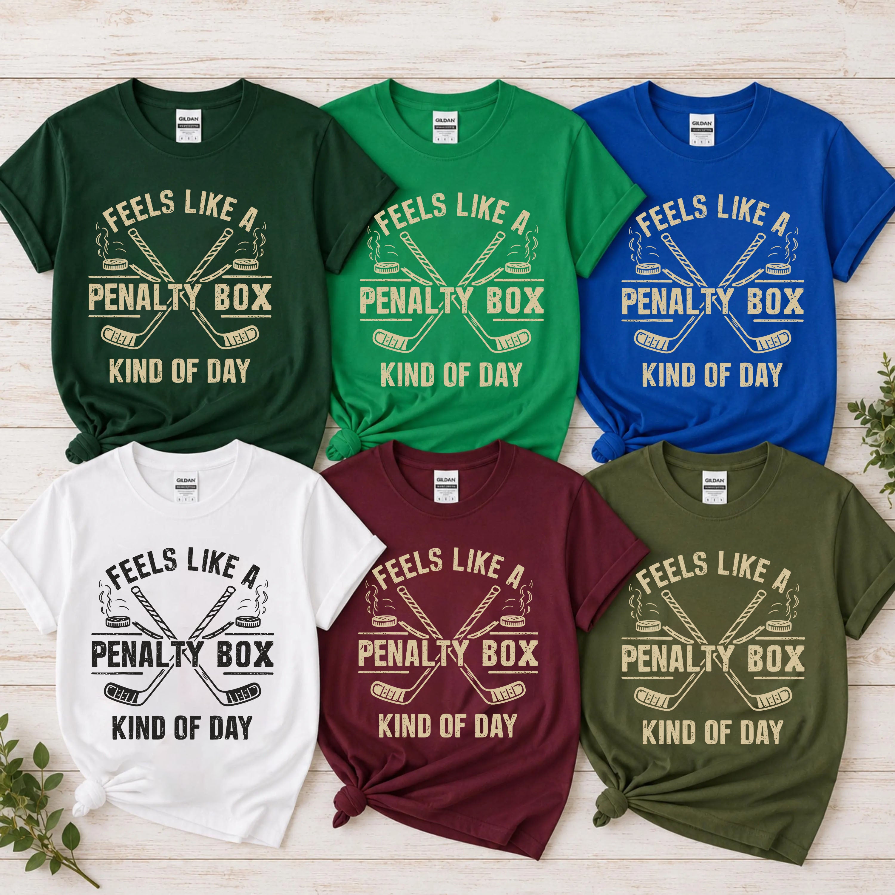 (6-Pack Bundle, Only $10.5 Each)Comfort Colors Feels Like A Penalty Box Kind Of Day Hockey T-shirt