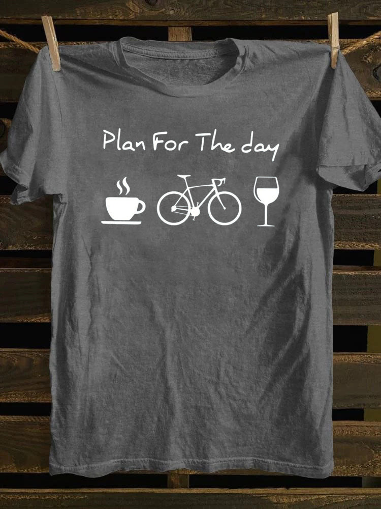 Plan For The Day Coffee Cycling Wine T-Shirt