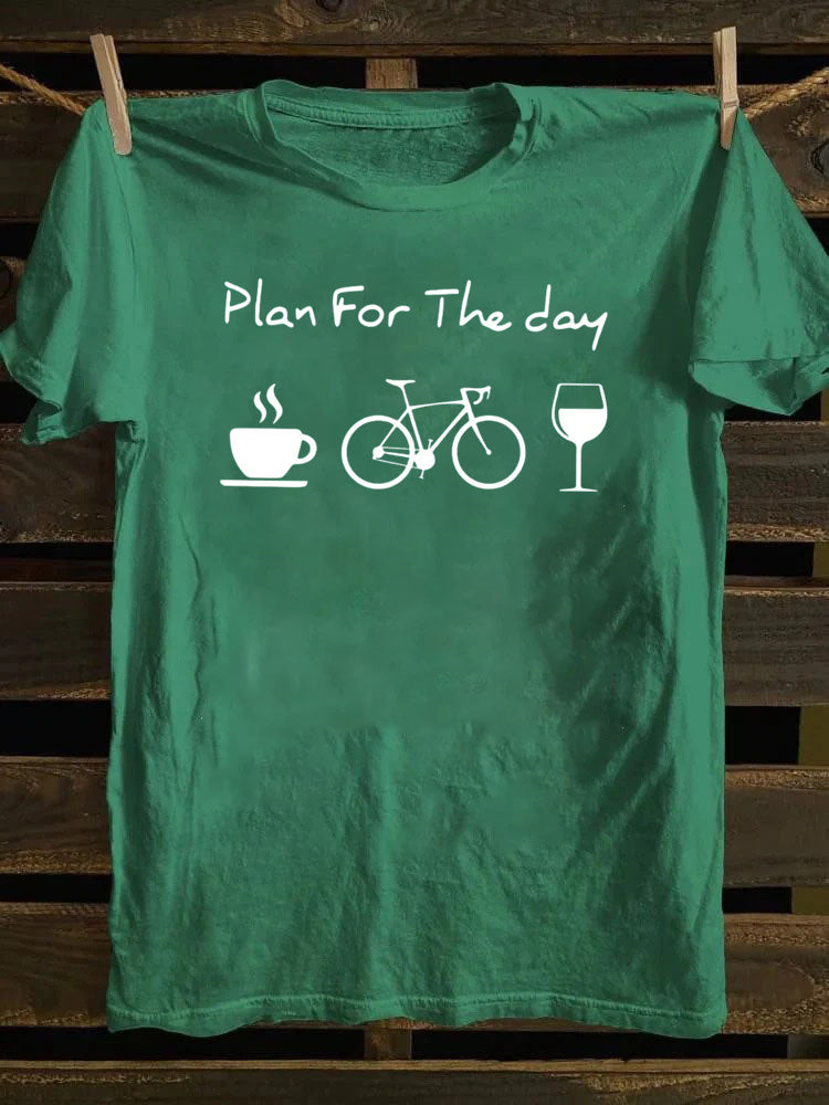 Plan For The Day Coffee Cycling Wine T-Shirt