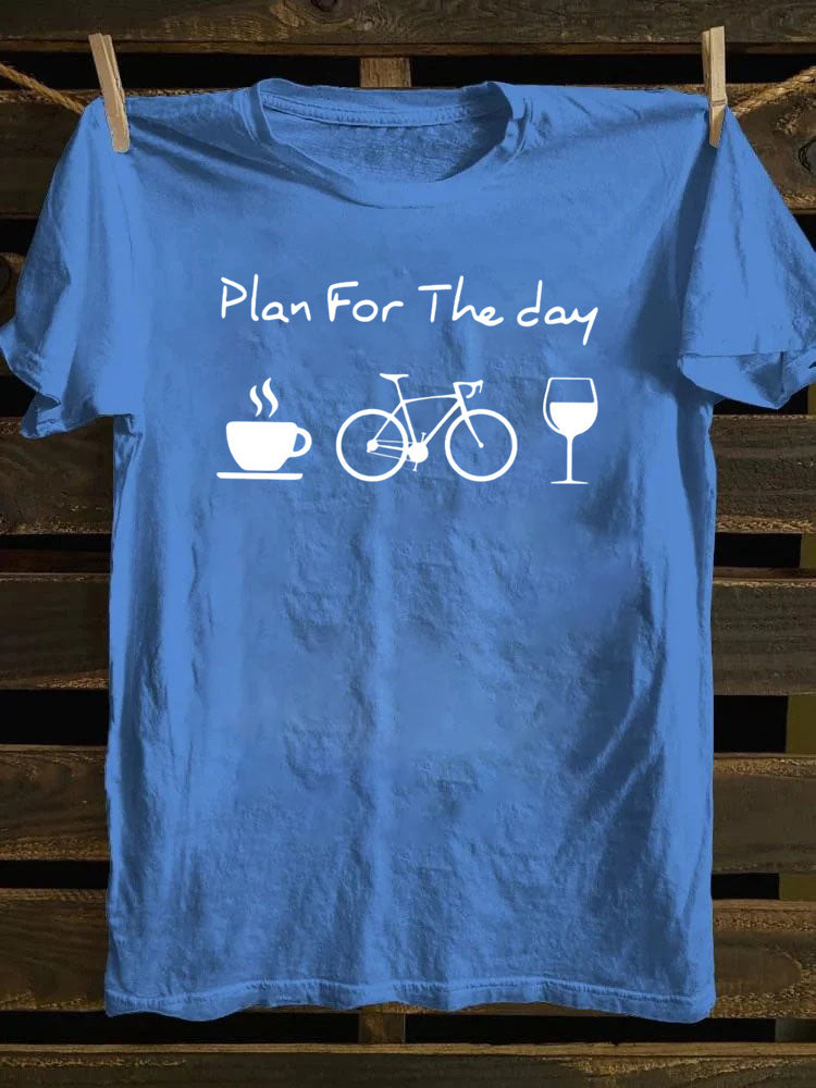 Plan For The Day Coffee Cycling Wine T-Shirt