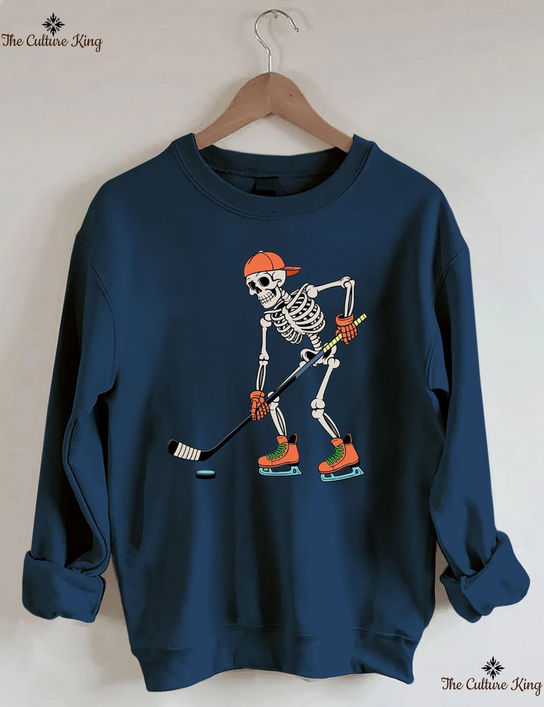 Skeleton Ice Hockey Halloween Sweatshirt