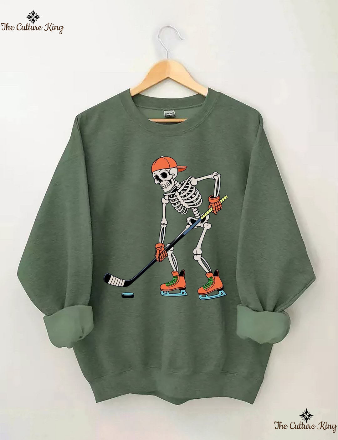 Skeleton Ice Hockey Halloween Sweatshirt