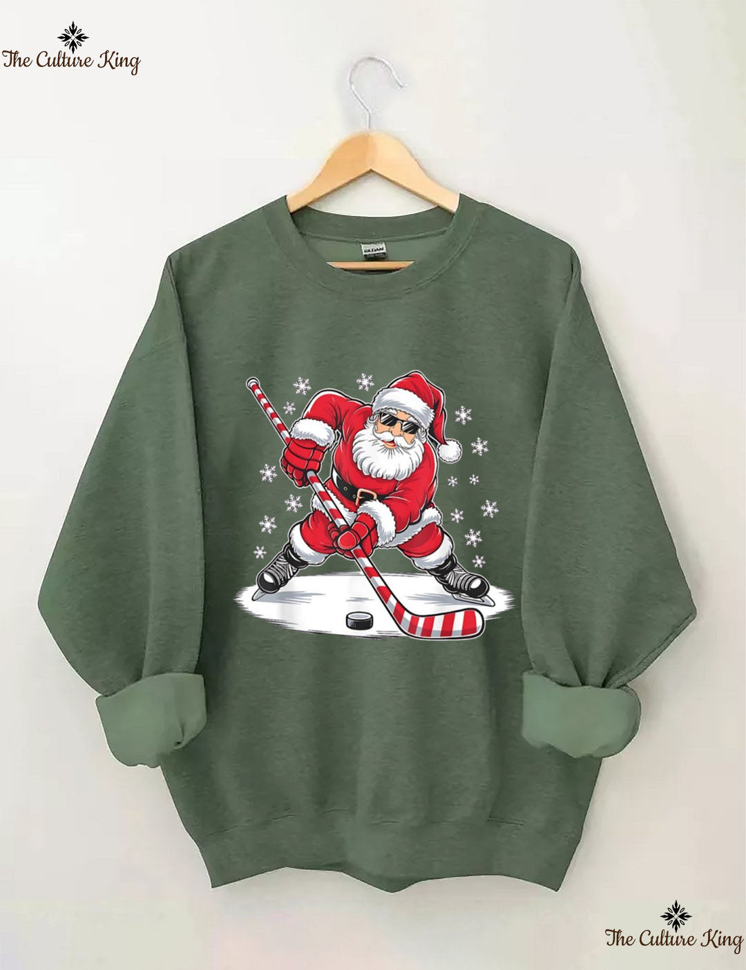 Santa Ice Hockey Christmas Sweatshirt