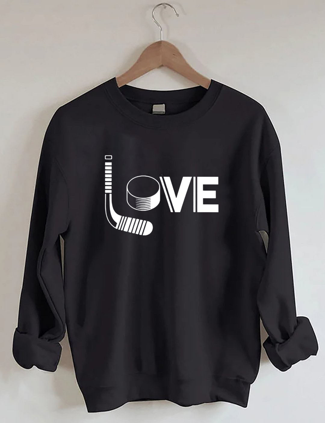 Hockey Love with Stick and Puck Sweatshirt