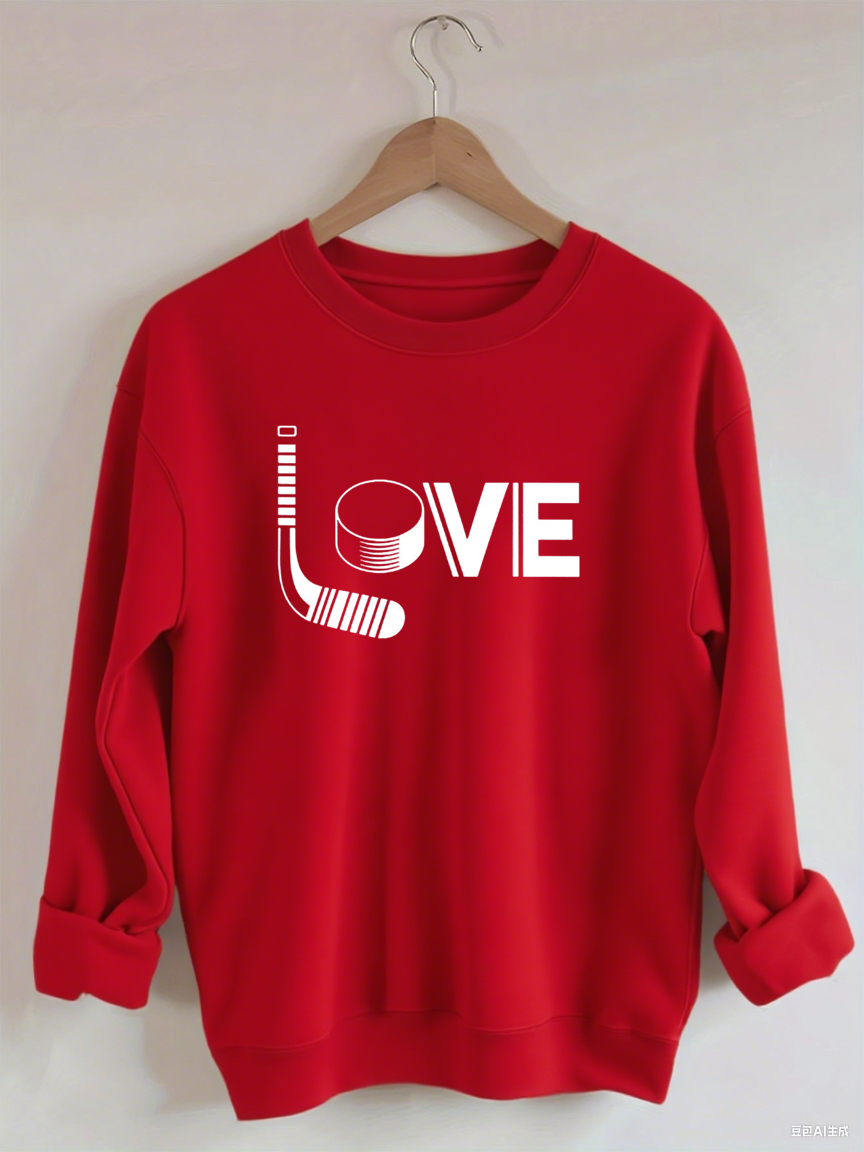 Hockey Love with Stick and Puck Sweatshirt