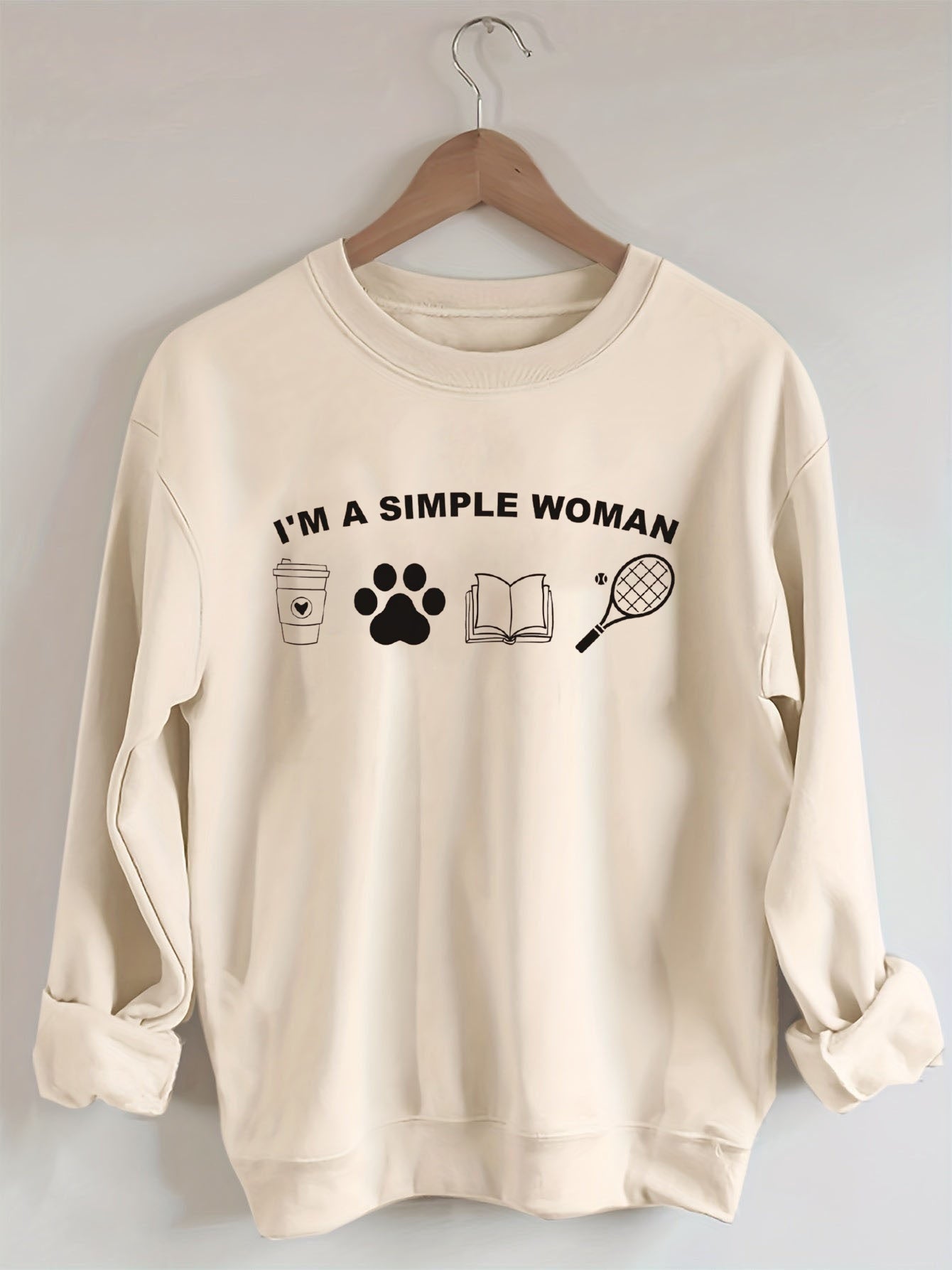 I Am A Simple Woman Shirt, Coffee Dog Book Tennis Girl Sweatshirt