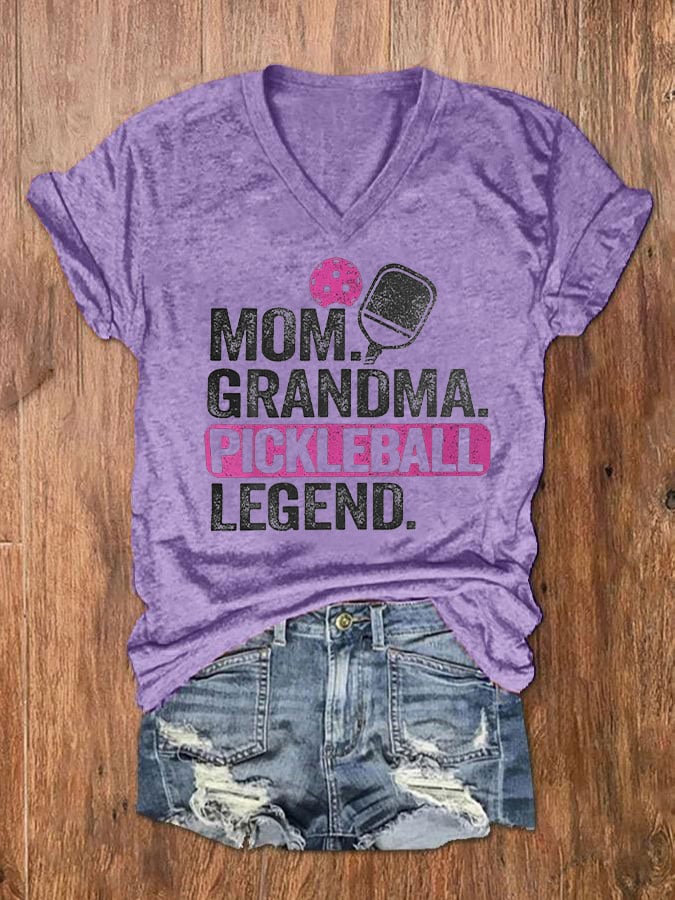 Women's "Mom Grandma Pickleball Legend" Printed T-Shirt