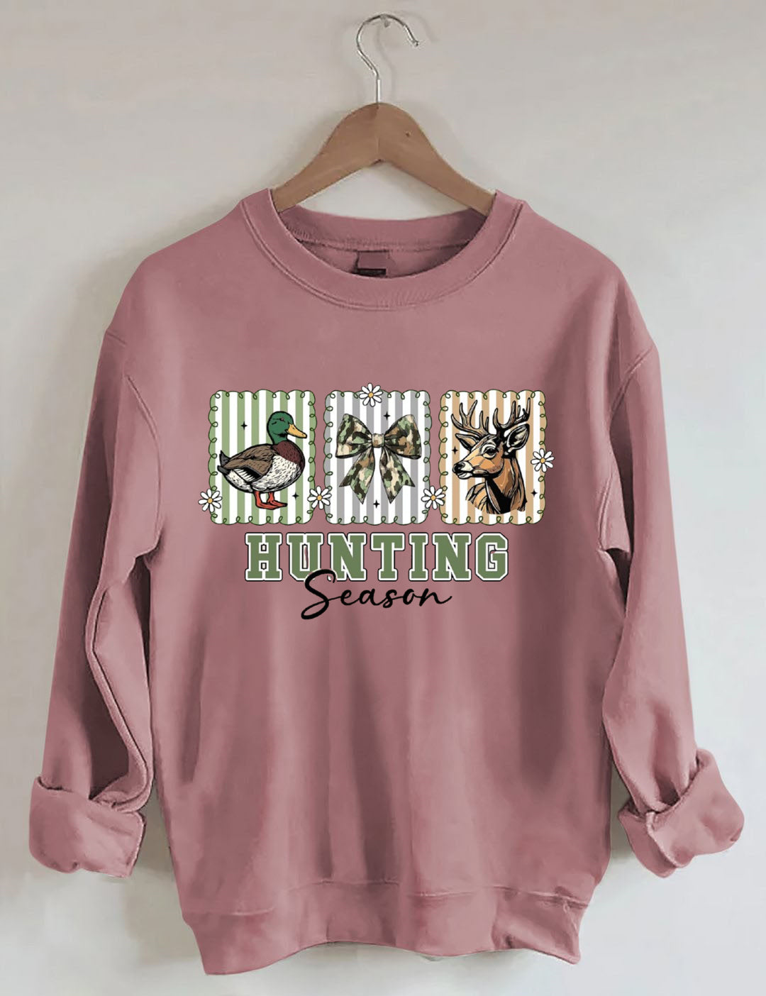 Preppy Camo Bow , Deer Hunting , Duck Hunter Sublimation,Hunting Season Sweatshirt