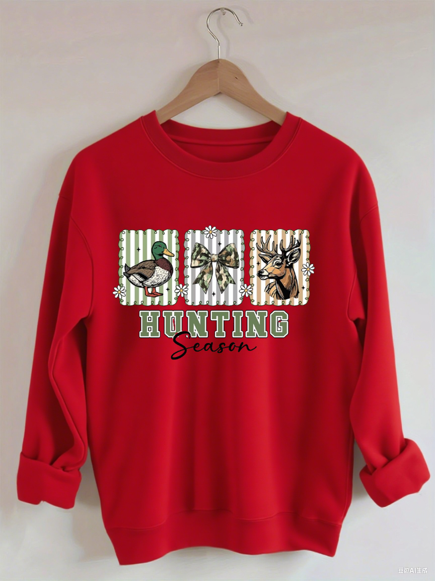 Preppy Camo Bow , Deer Hunting , Duck Hunter Sublimation,Hunting Season Sweatshirt