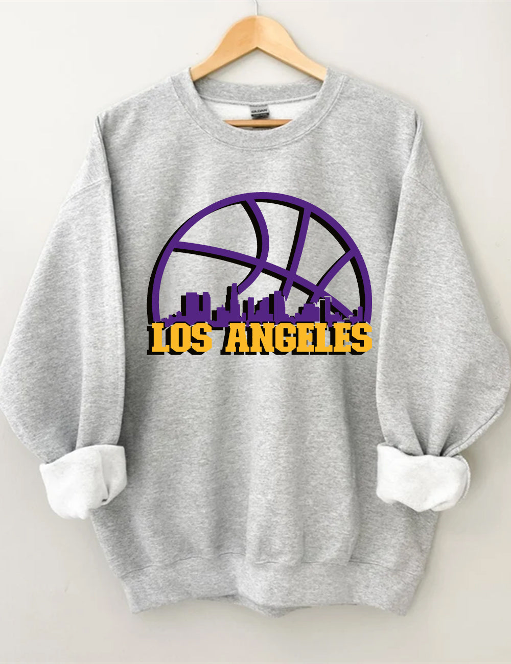 Los Angeles Lakers Basketball City Skyline For Cutting Sweatshirt