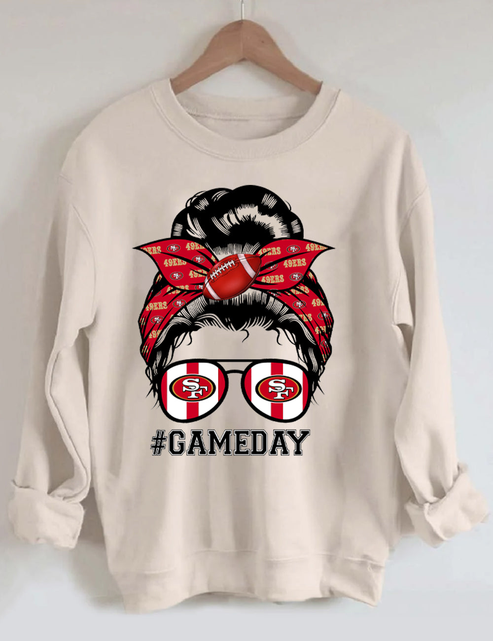 49ers Mom Bun Gameday Football Sweatshirt