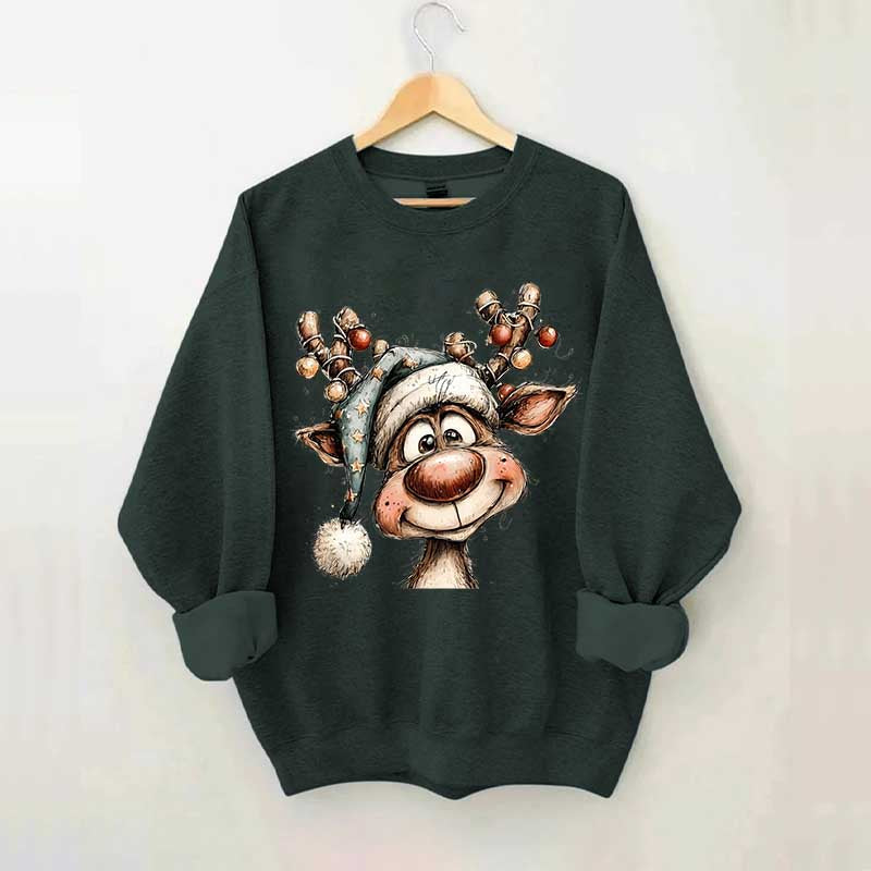 Retro Reindeer Merry Christmas Sweatshirt