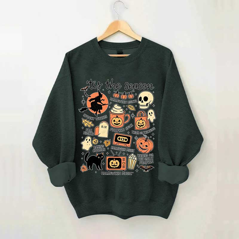 Vintage Women's Pumpkin Witch Graphic Sweatshirt