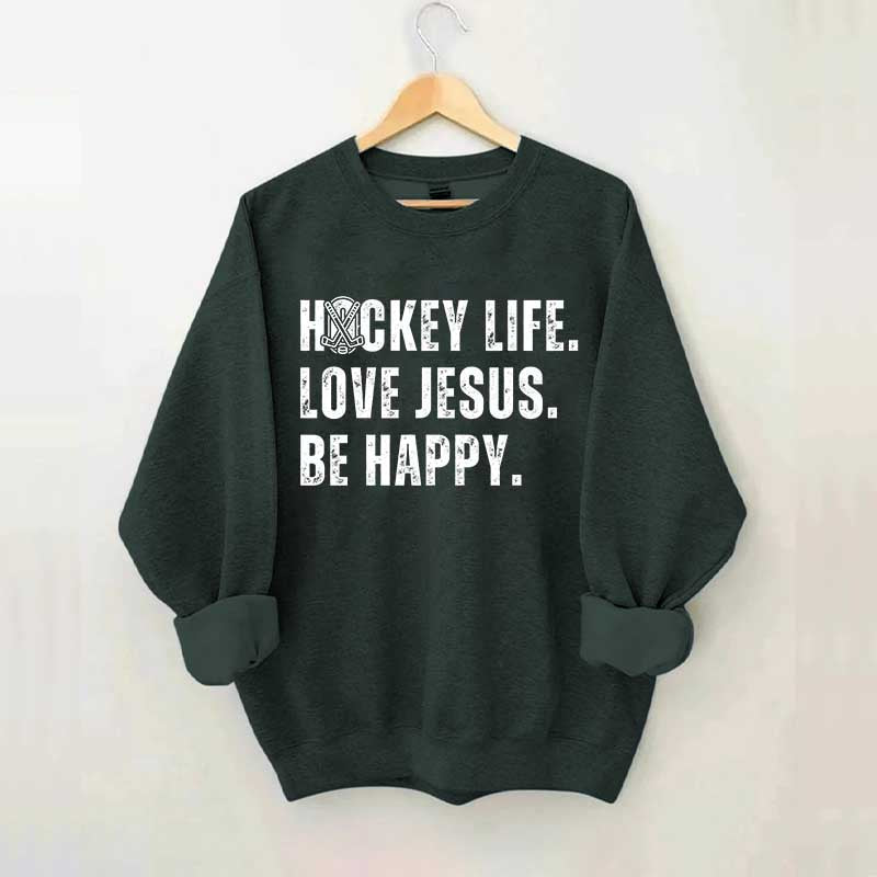 Comfort Colors Hockey Life Love Jesus Sweatshirt