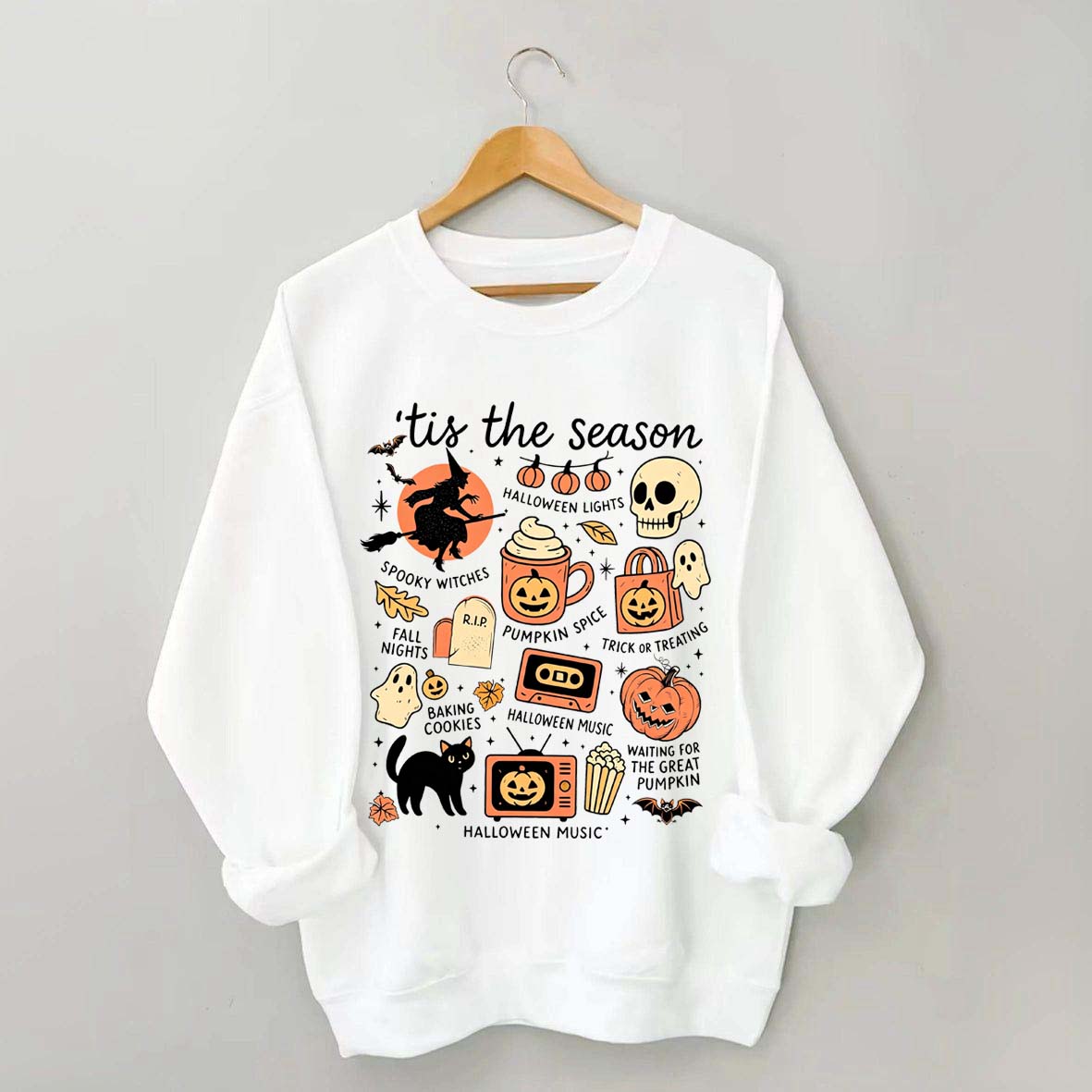 Vintage Women's Pumpkin Witch Graphic Sweatshirt