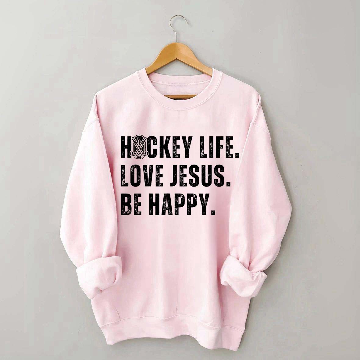 Comfort Colors Hockey Life Love Jesus Sweatshirt