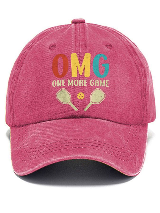 Pickleball enthusiast “OMG-One-more-game” printed hat