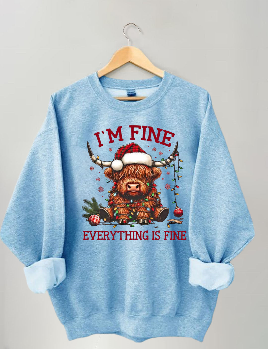 Christmas Lights Cow Sweatshirt