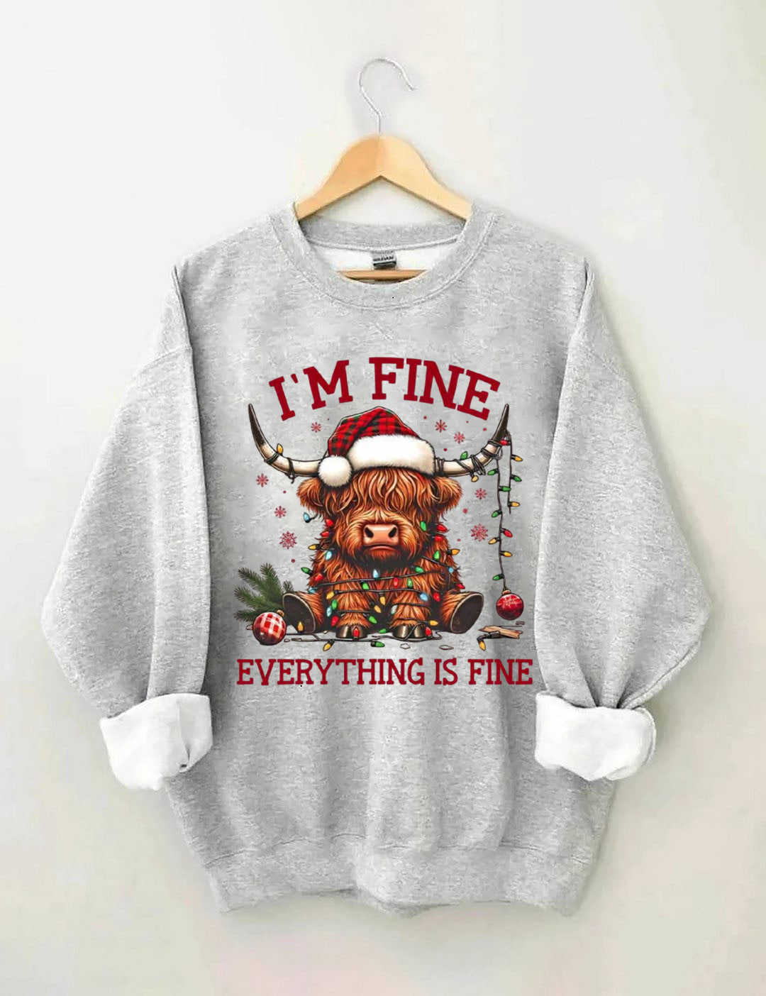 Christmas Lights Cow Sweatshirt