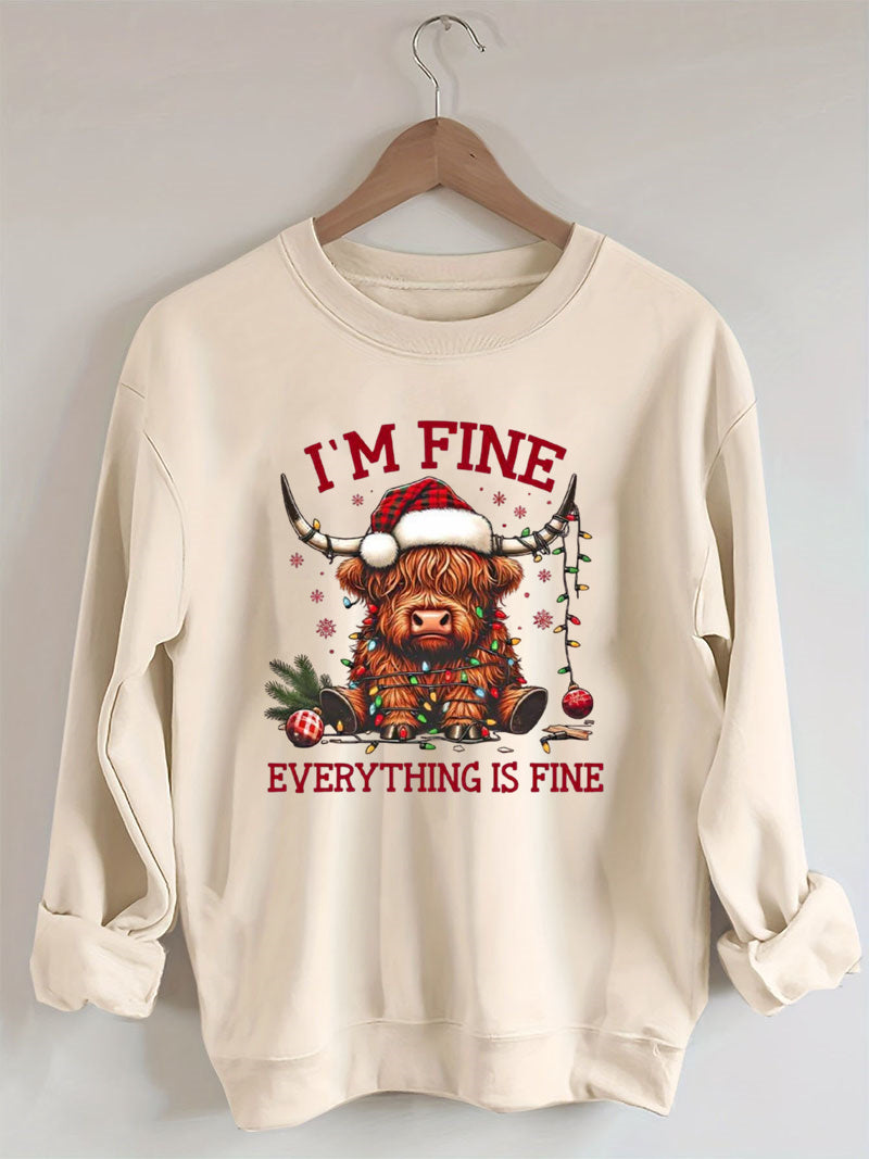 Christmas Lights Cow Sweatshirt