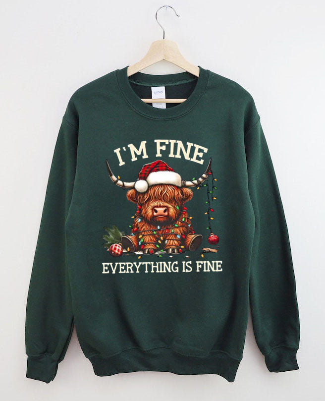 Christmas Lights Cow Sweatshirt