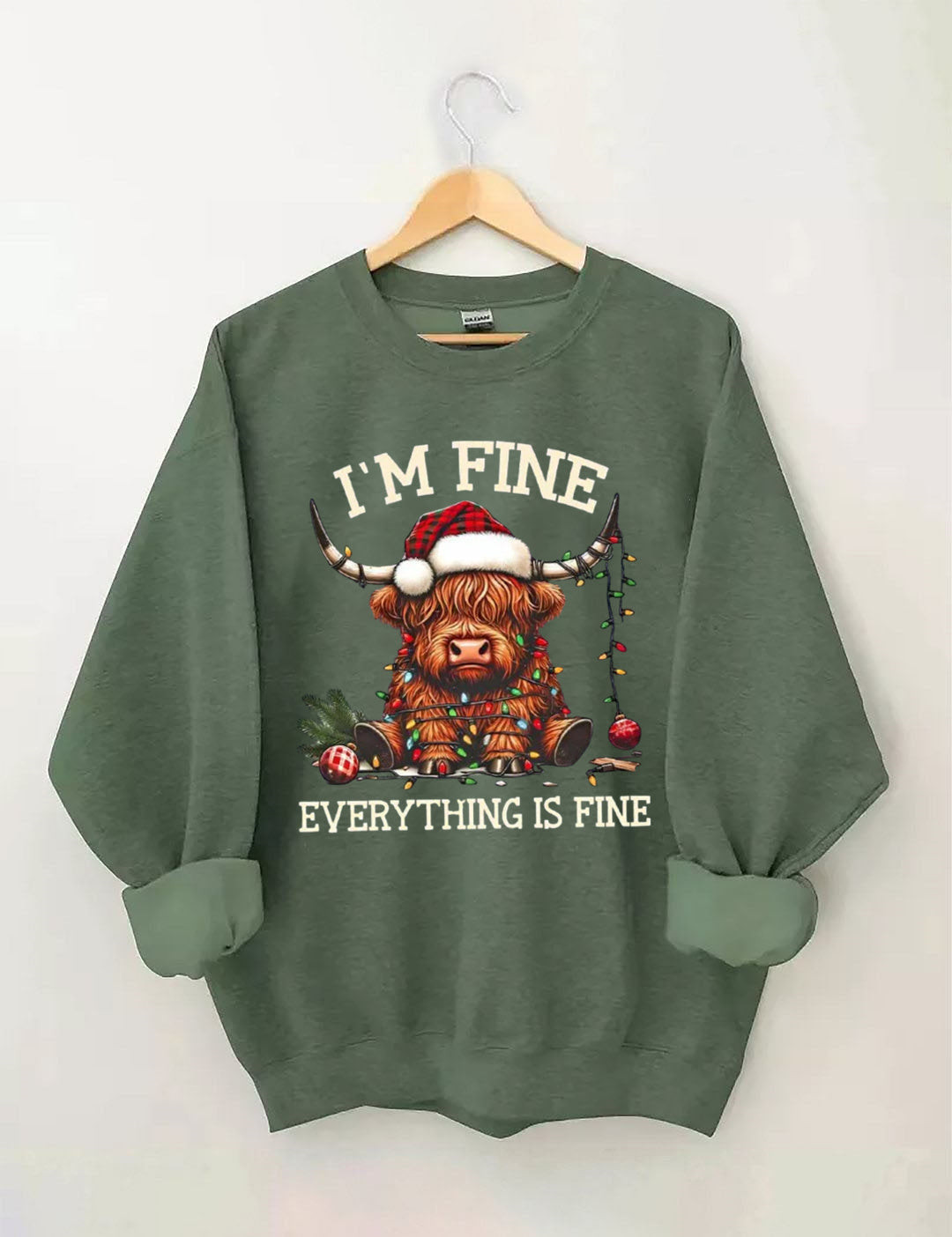 Christmas Lights Cow Sweatshirt