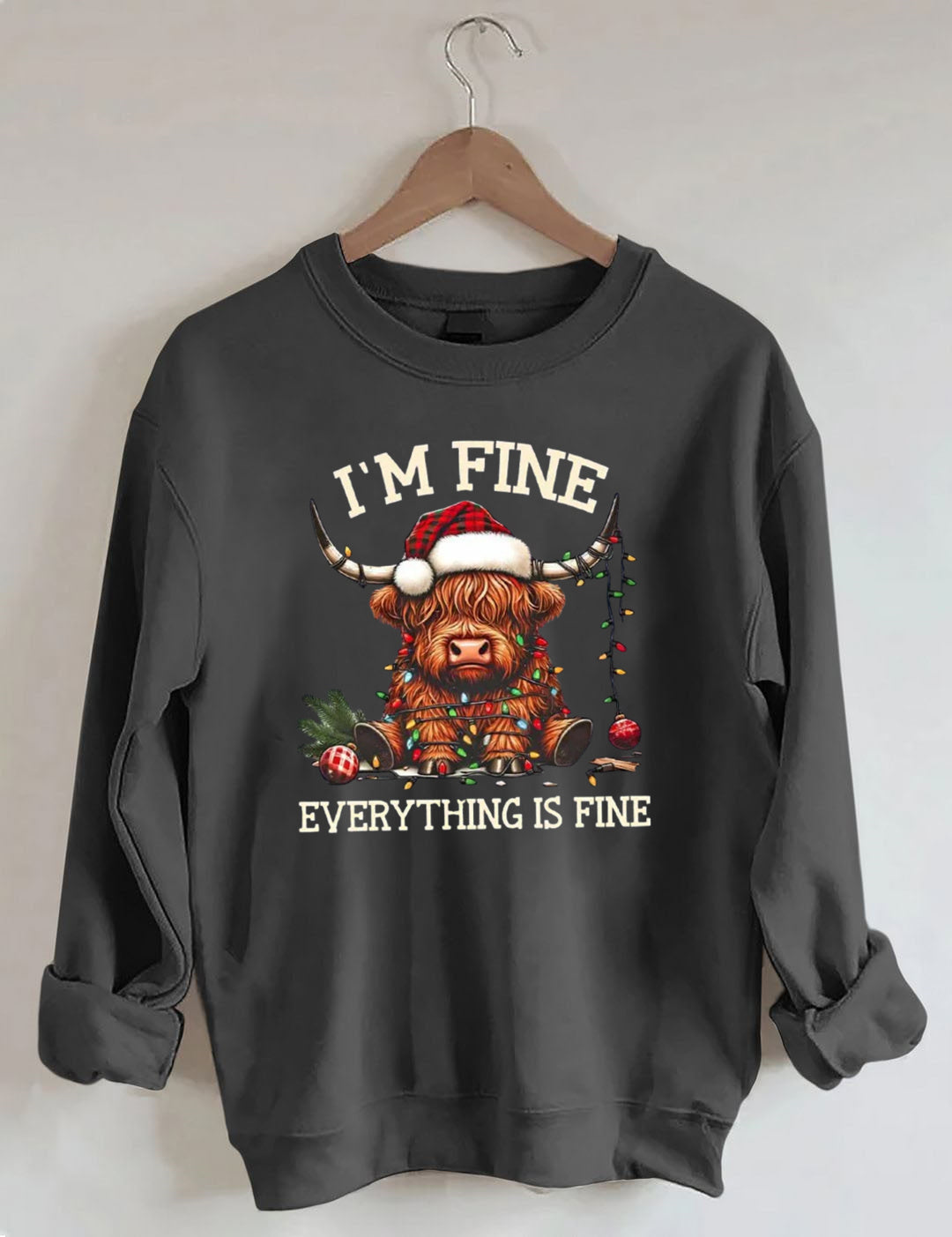 Christmas Lights Cow Sweatshirt