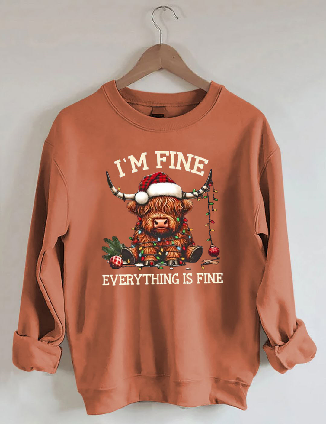 Christmas Lights Cow Sweatshirt