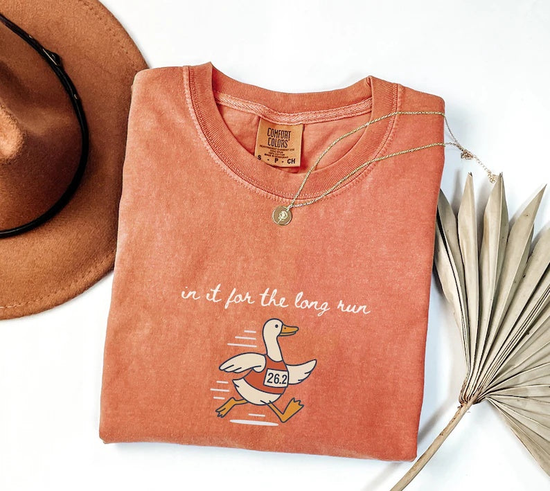In It for the Long Run Goose Tee for Runners,Funny Goose Marathon Runner T-Shirt
