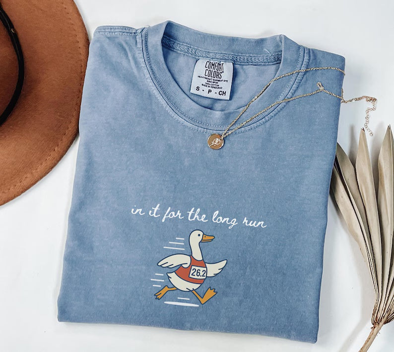 In It for the Long Run Goose Tee for Runners,Funny Goose Marathon Runner T-Shirt