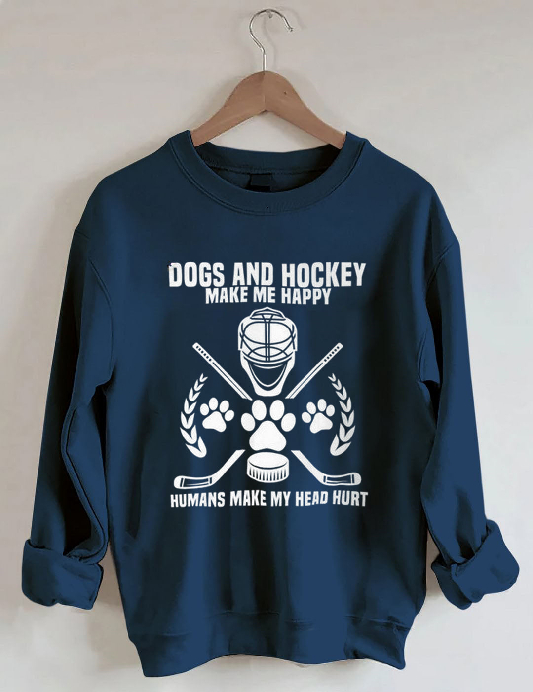 Dogs And Hockey Make Me Happy Player Penalty Box Ice Hockey Sweatshirt