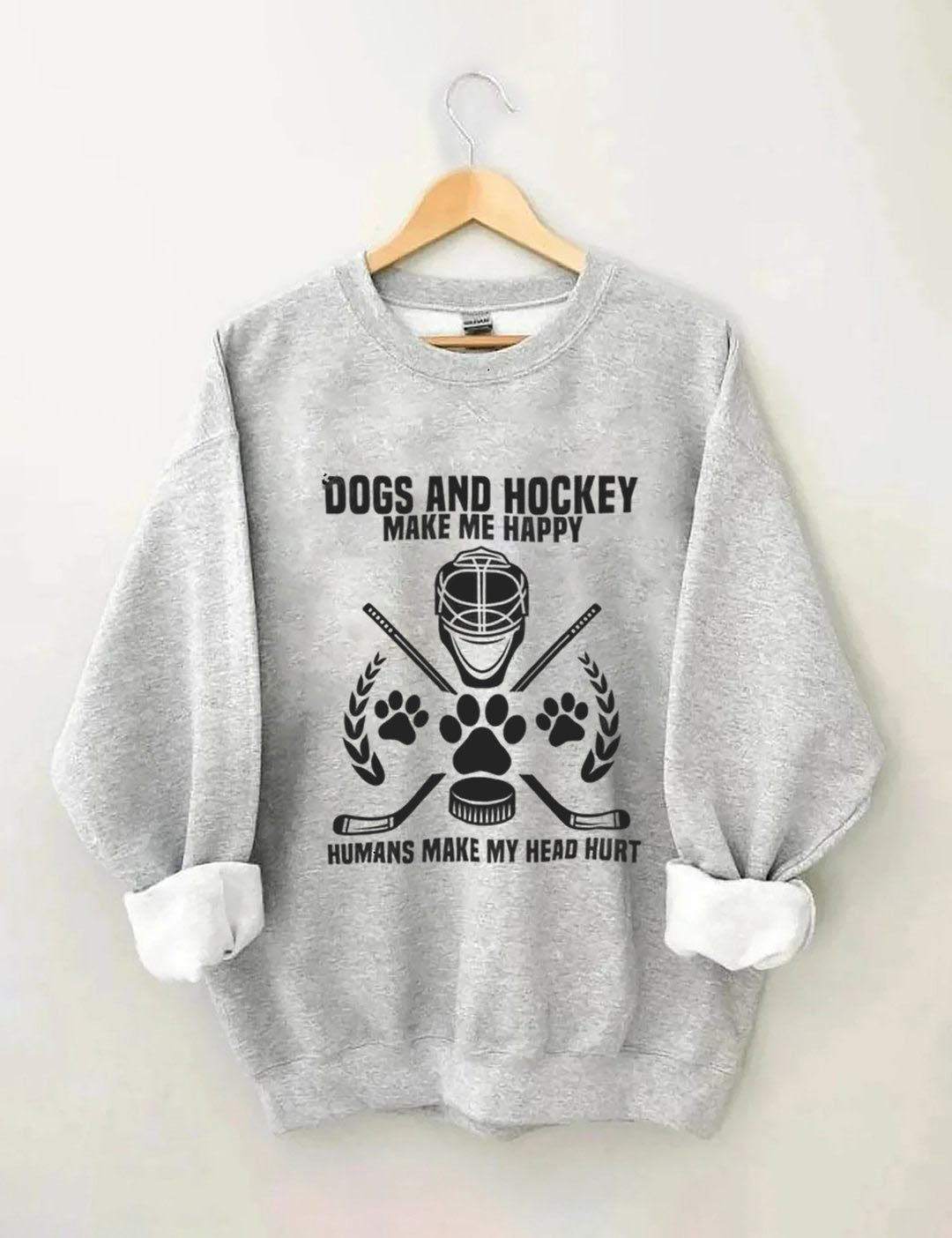 Dogs And Hockey Make Me Happy Player Penalty Box Ice Hockey Sweatshirt