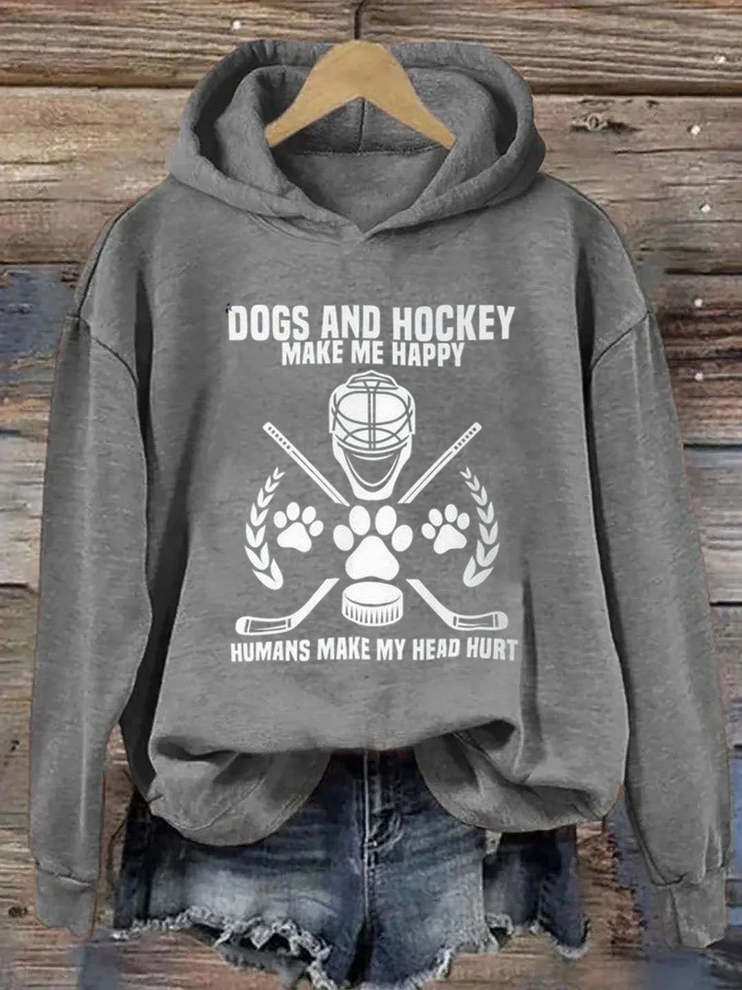 Dogs And Hockey Make Me Happy Player Penalty Box Ice Hockey Hoodie