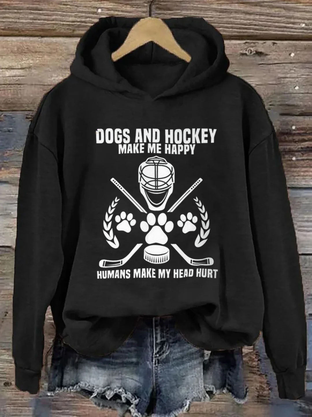 Dogs And Hockey Make Me Happy Player Penalty Box Ice Hockey Hoodie