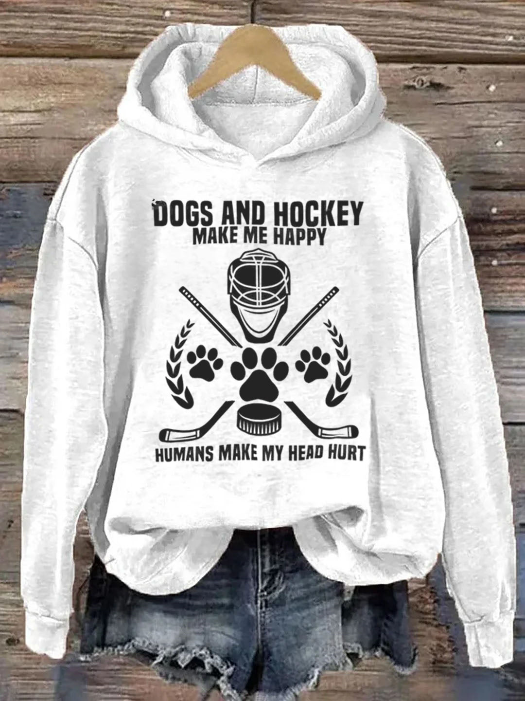 Dogs And Hockey Make Me Happy Player Penalty Box Ice Hockey Hoodie
