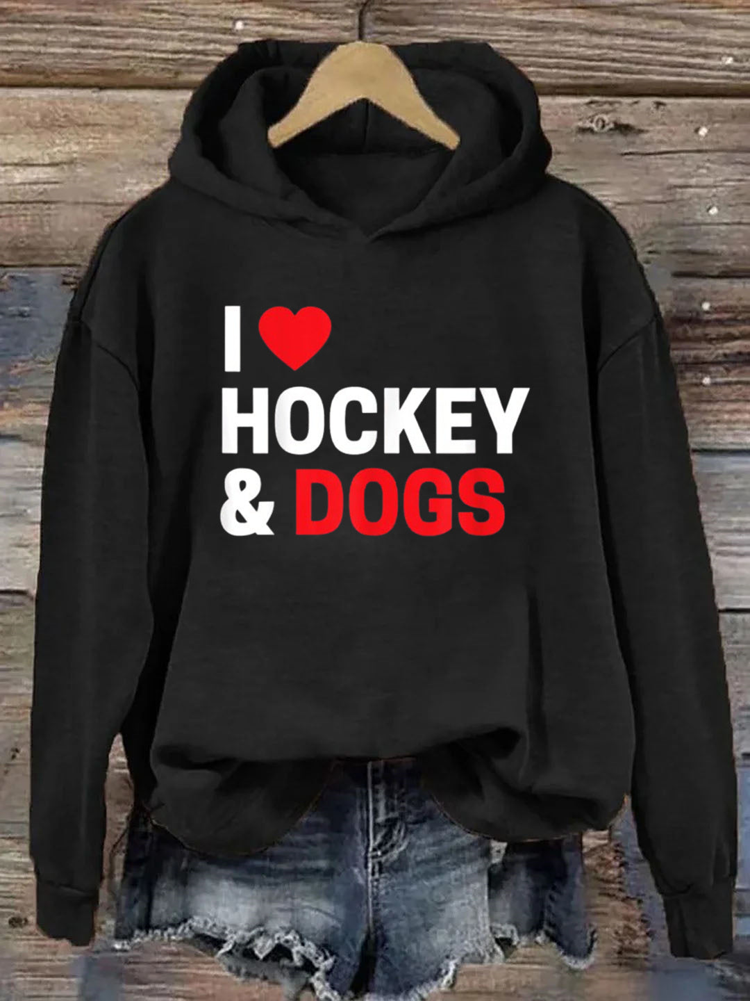 I Love Hockey & Dogs Hoodie