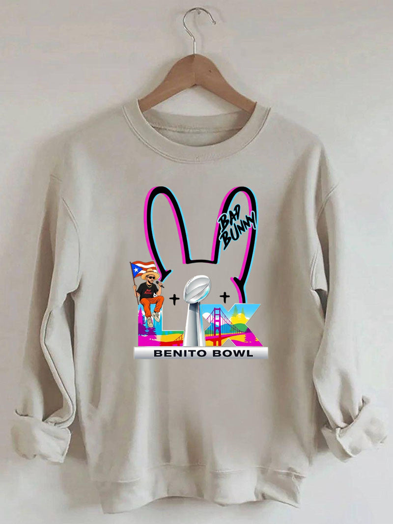 Benito Bowl,Latin Pop Fan,Bad Football Parody,Stadium Skyline, Game Day Sweatshirt