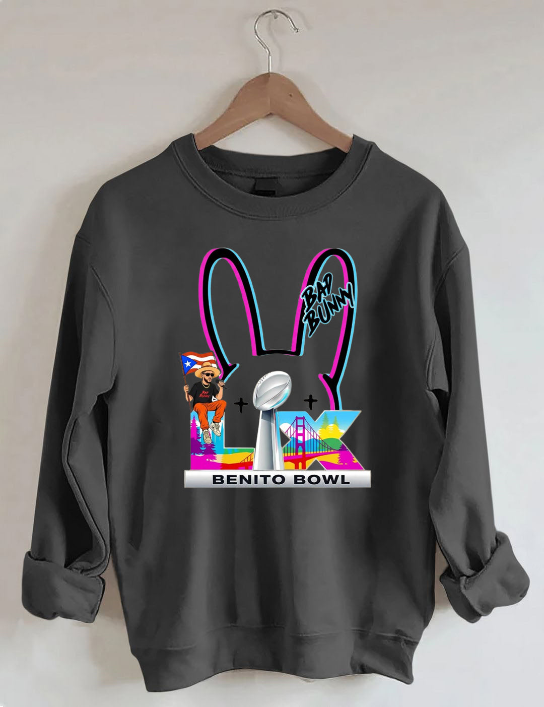 Benito Bowl,Latin Pop Fan,Bad Football Parody,Stadium Skyline, Game Day Sweatshirt