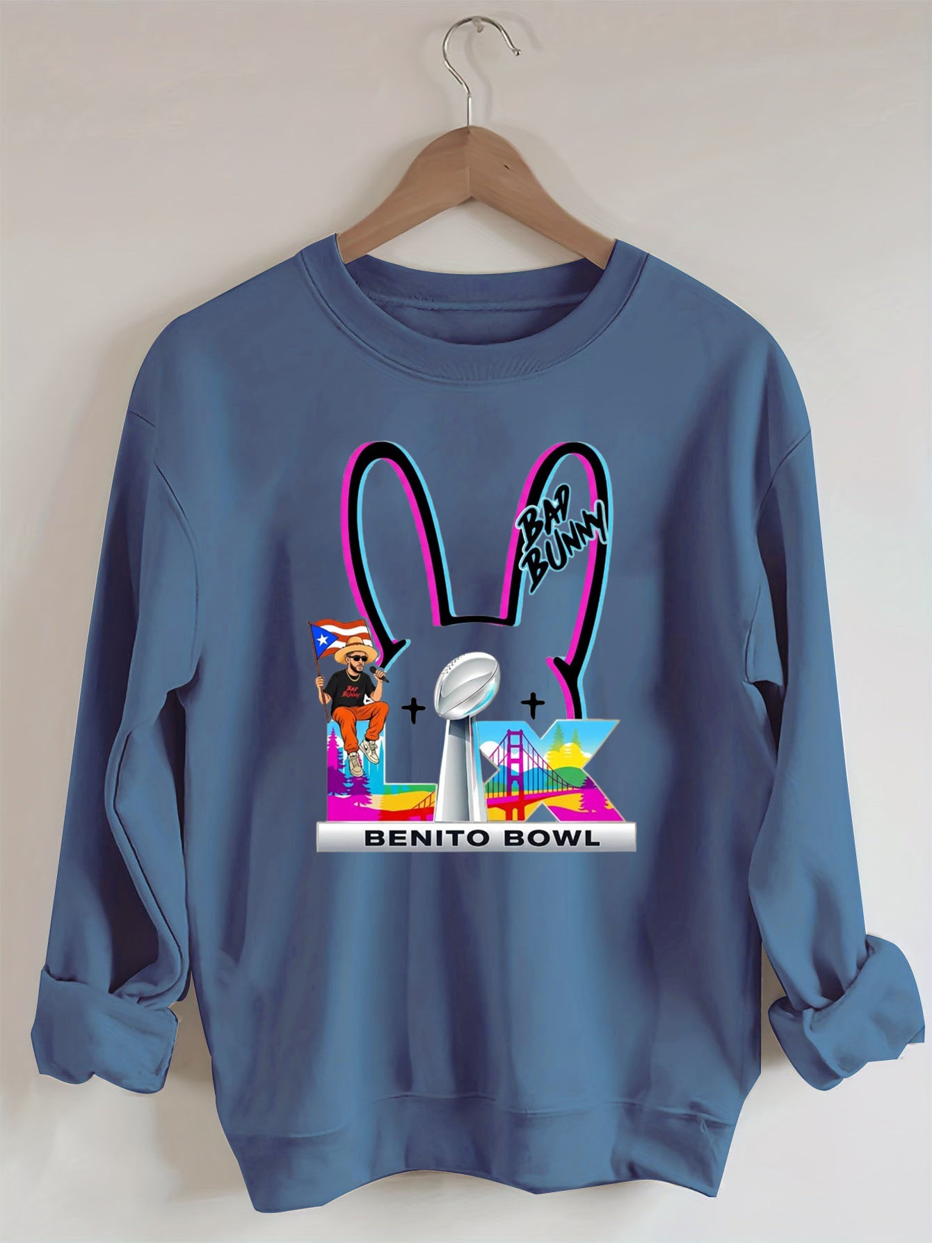 Benito Bowl,Latin Pop Fan,Bad Football Parody,Stadium Skyline, Game Day Sweatshirt