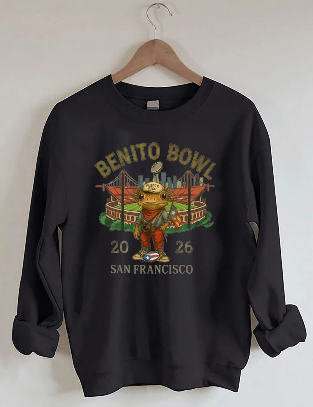 Benito Bowl,Puerto Rico Coqui Frog ,Football Fan Sweatshirt