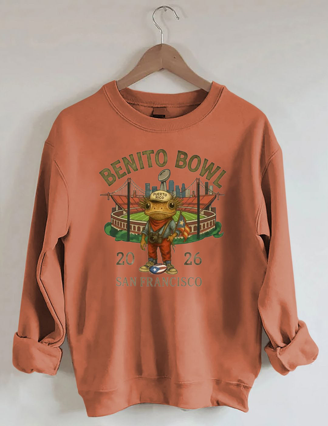 Benito Bowl,Puerto Rico Coqui Frog ,Football Fan Sweatshirt