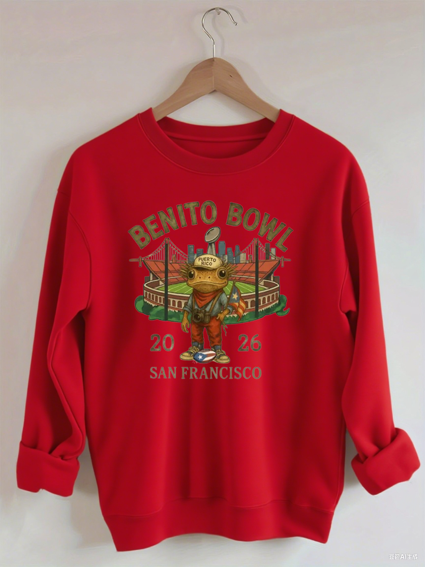 Benito Bowl,Puerto Rico Coqui Frog ,Football Fan Sweatshirt