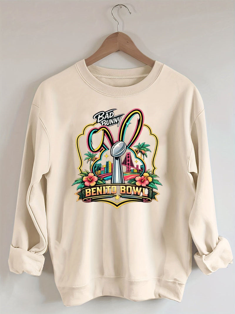 Benito Bowl,Latin Pop Fan,Bad Football Parody,Stadium Skyline, Game Day Sweatshirt