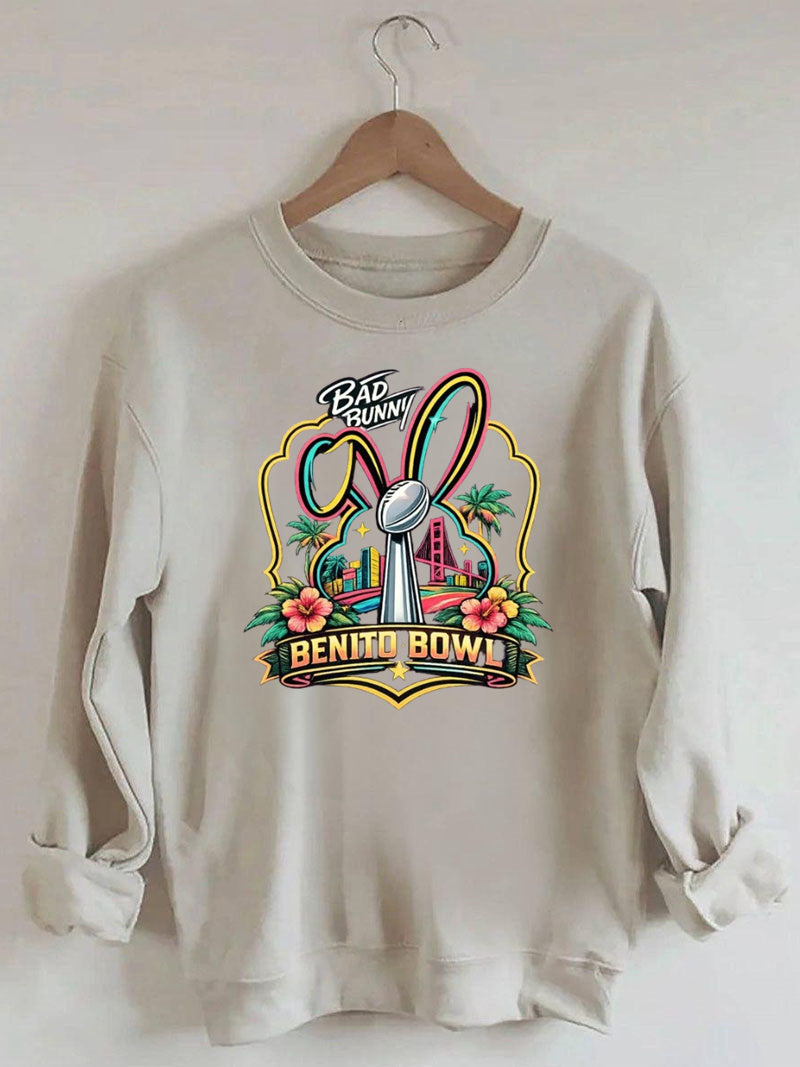 Benito Bowl,Latin Pop Fan,Bad Football Parody,Stadium Skyline, Game Day Sweatshirt