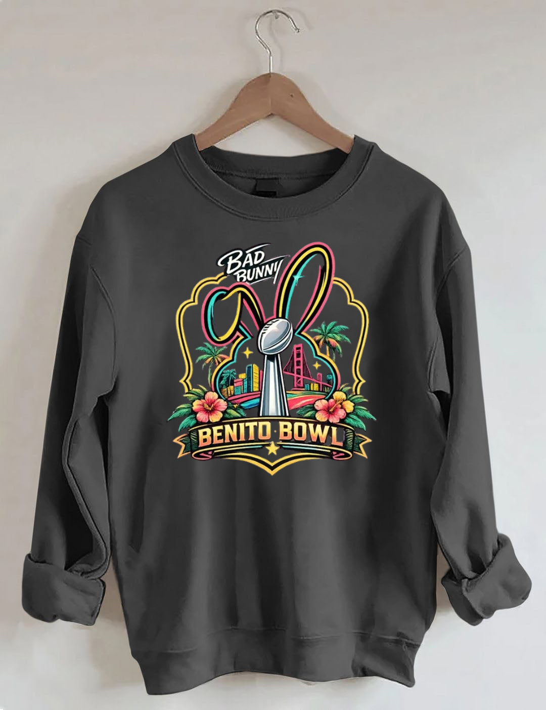 Benito Bowl,Latin Pop Fan,Bad Football Parody,Stadium Skyline, Game Day Sweatshirt