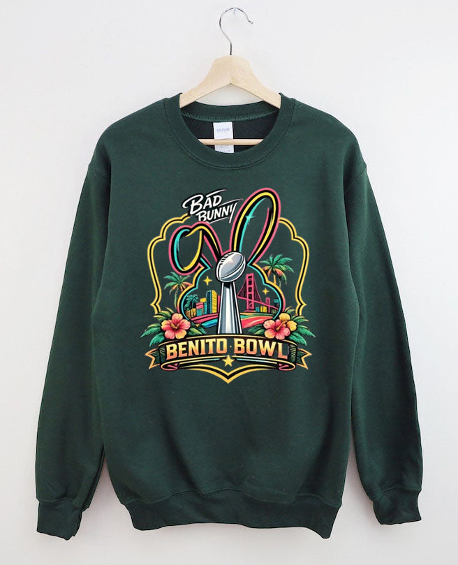 Benito Bowl,Latin Pop Fan,Bad Football Parody,Stadium Skyline, Game Day Sweatshirt